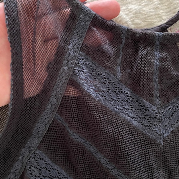 Free People tank top vest XS lace mesh charcoal black - Picture 10 of 10